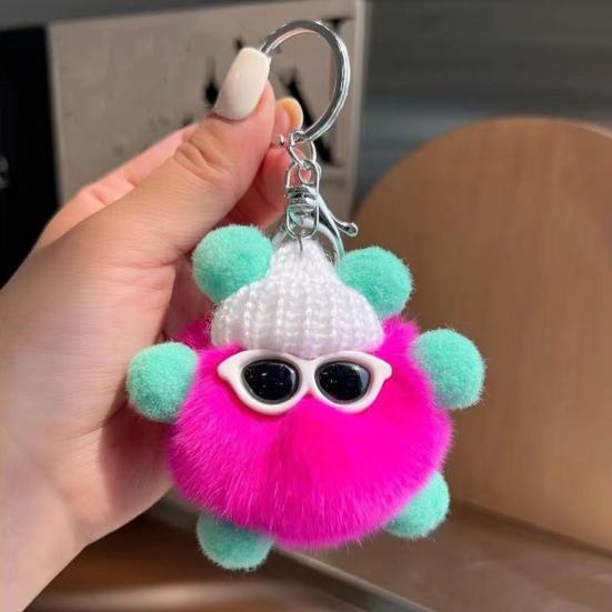 Брелок Мультяшная Кукла в Шляпе Очки Декор Шарм Имитация Кроличьего Меха Брелок для Ключей Ключи Рюкзаки Автомобили Аксессуары