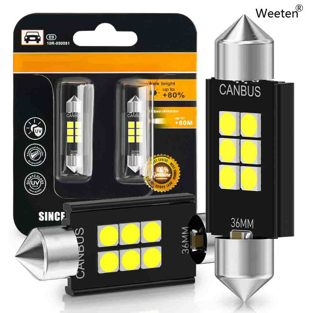 2pcs 12V C5W 31mm 36mm 39mm 41mm 3030 6 SMD Car Festoon Lights Auto Interior Dome Lamp Reading Bulb White