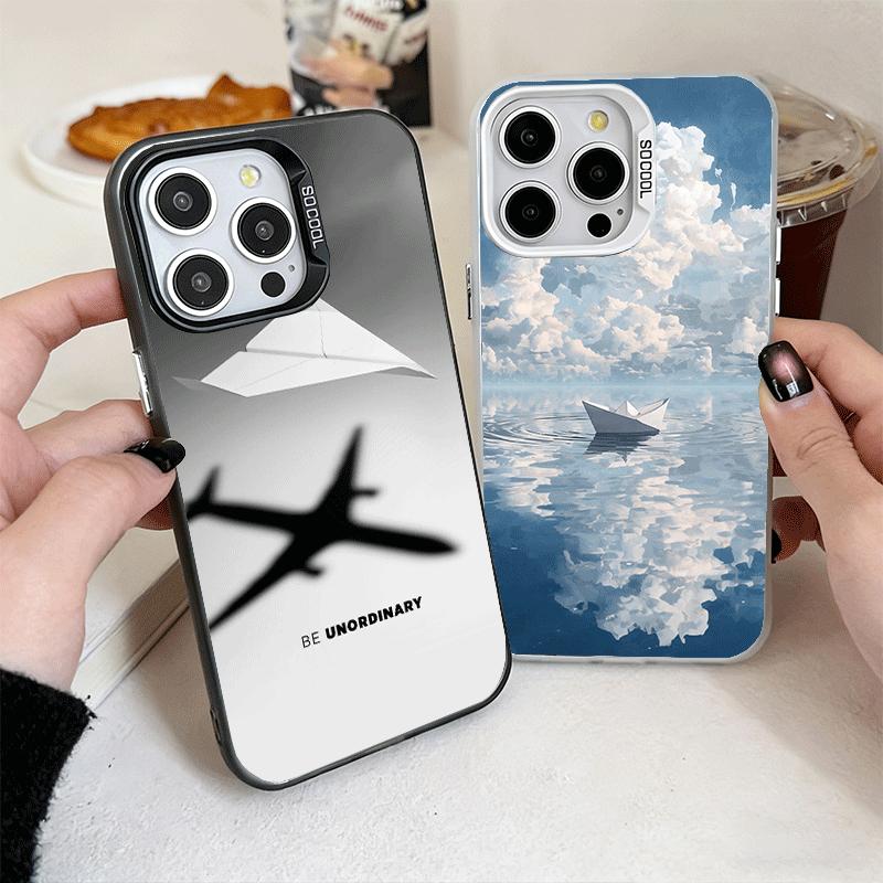 Бумажный Самолет Лодка Мечта Ударопрочный Чехол для Телефона для iPhone 17 Air 16 16E 15 Pro Max 14 Plus 13 Mini 12 Задняя Крышка Противоударный Fund
