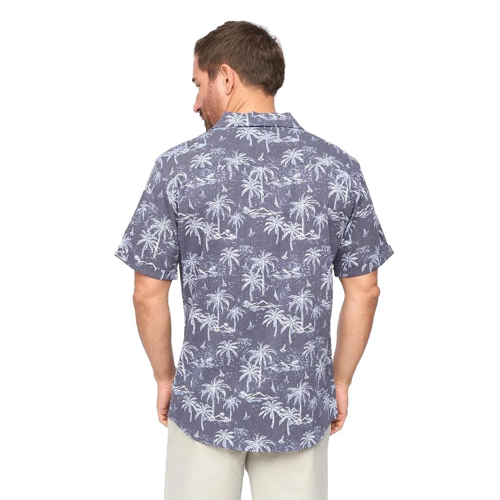Bewley & Ritch Mens Arecas Palm Print Polyester Short-Sleeved Shirt