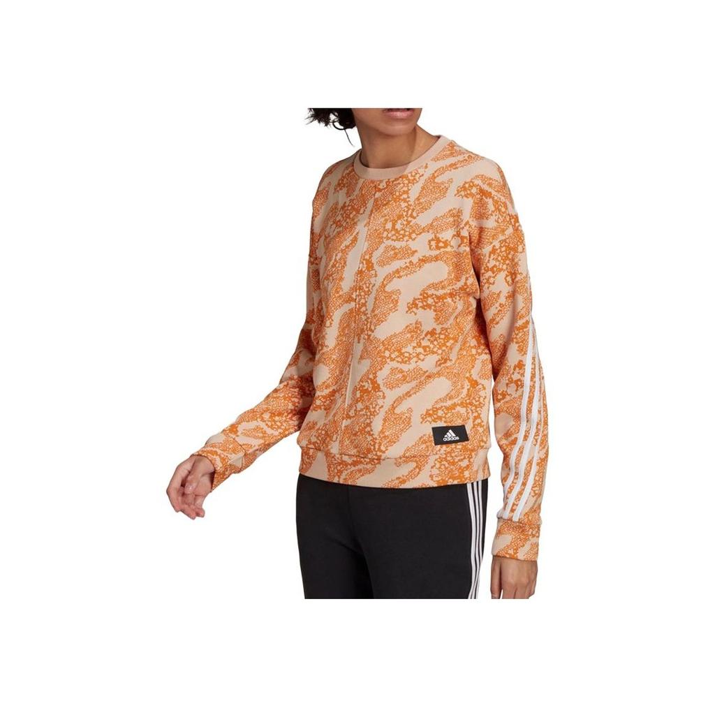 Adidas Animal Print Comfortable Skin-Friendly Crew Neck Sweatshirt Women Sweatshirt Orange H57316