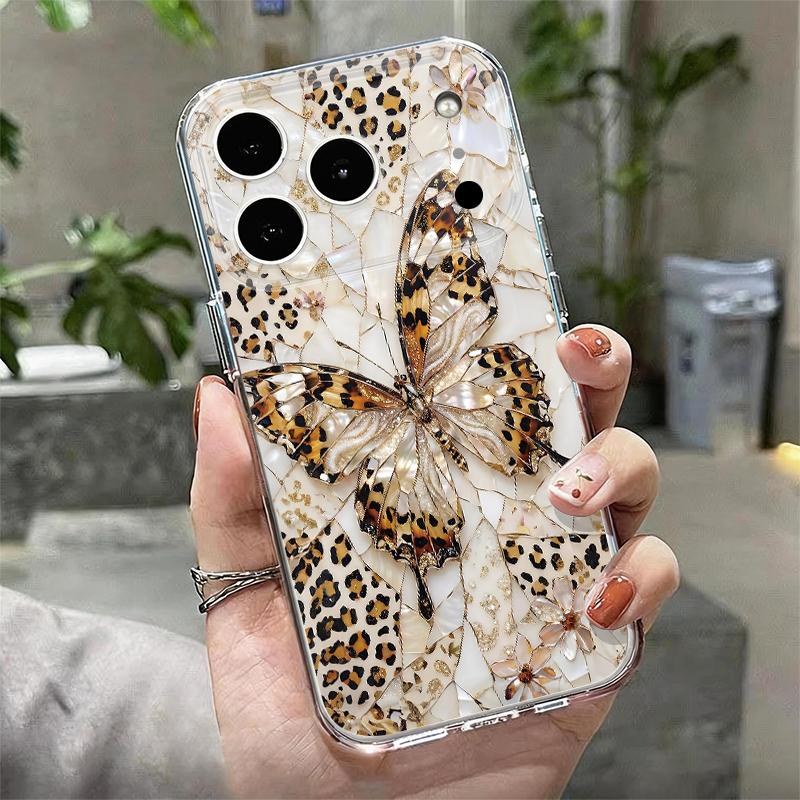 Чехол для iPhone 17 Pro Max Чехол iPhone 16 Pro Max 15 14 13 11 17E 16E Принт с бабочками Ударопрочный Прозрачный Мягкий ТПУ Силиконовый Чехол