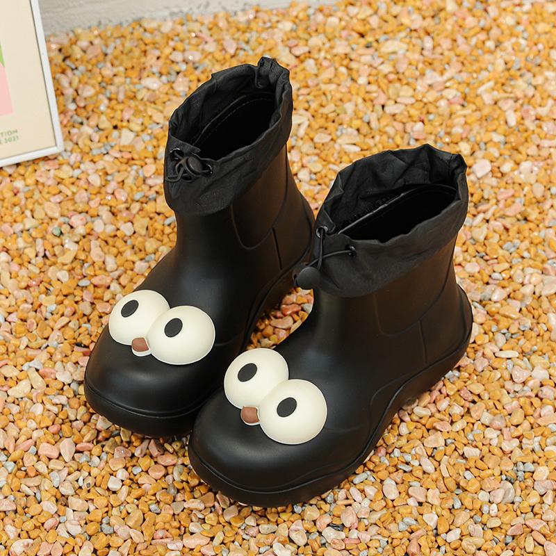 Unisex Rain Shoes for Adults Factory-Made with Round Toe PVC/EVA/Rubber Insole for All Seasons Rain Boots for Women Outdoor