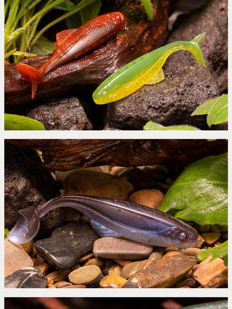 Плавающая мягкая приманка с Т-образным хвостом и крючком свинцовой головкой для оснастки на окуня и мандаринку