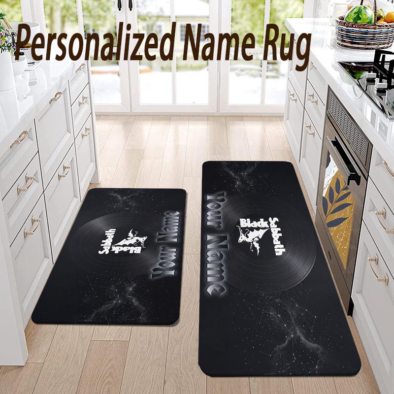Custom Name Led Zeppelin Flannel Area Rug Kitchen Floor Mat Personalized Home Decoration