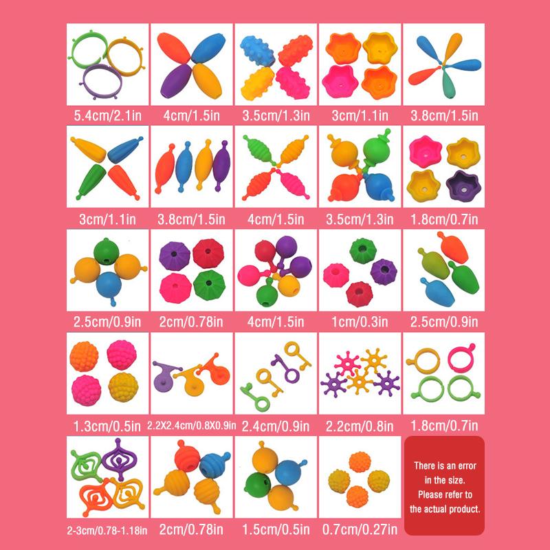 Non-Toxic 508/708/808/1008 Piece Multi-Shaped Diy Handmade Beaded Kit Toy Colorful Educational Snap Pop Beads Kits Lightweight Arts Crafts