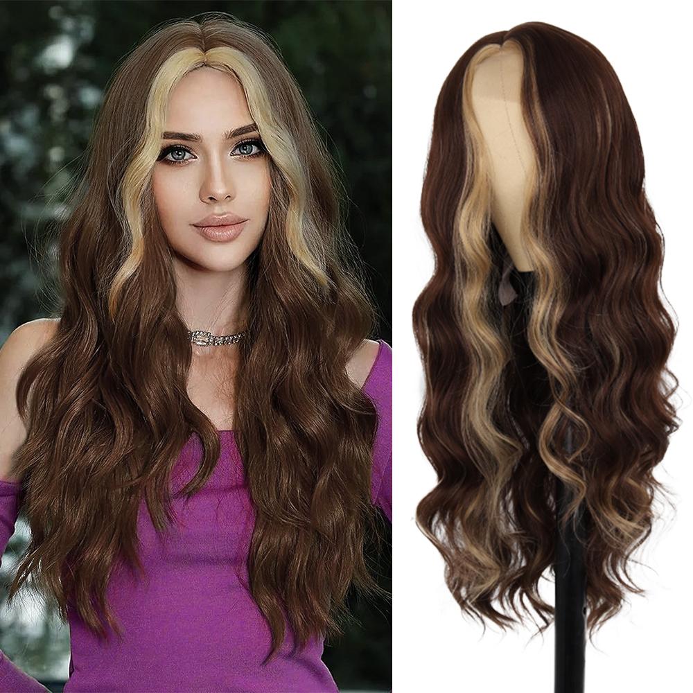 Синтетический длинный волнистый парик Длинные светлые парики для женщин Натуральные парики из волос Парики для косплея на Хэллоуин