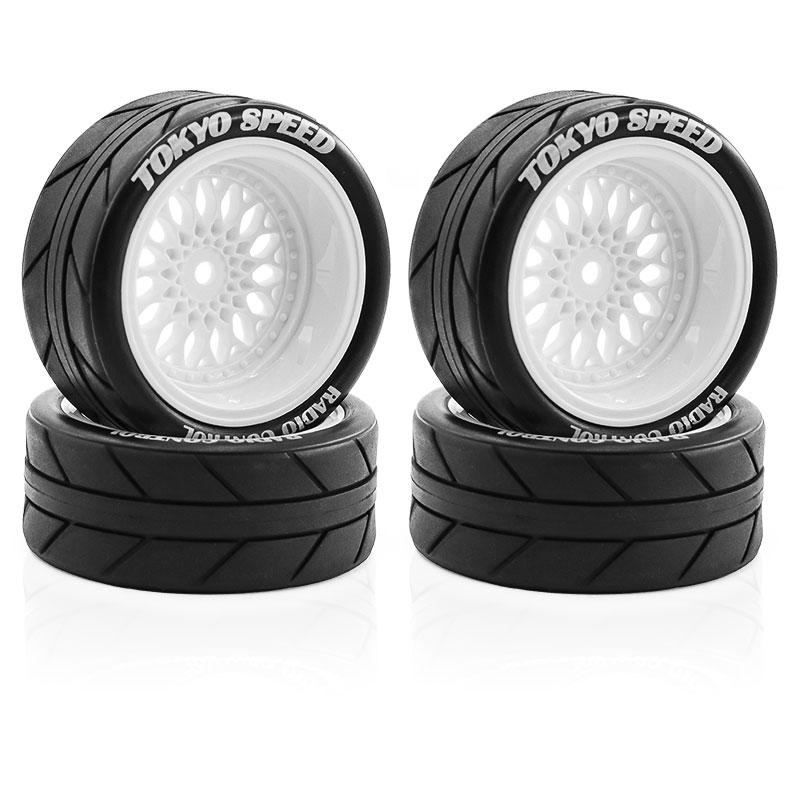 4 pcs 65mm RC rally racing tires drift tires FW06 Tamiya TT01 TT02 XV01 1/10 RC racing upgrade parts wheel hub tires