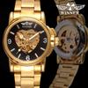 WINNER New Women Luxury Top Brand Automatic Mechanical Watch Golden Skeleton Love Stainless Steel Fashion Ladies Wrist Watch