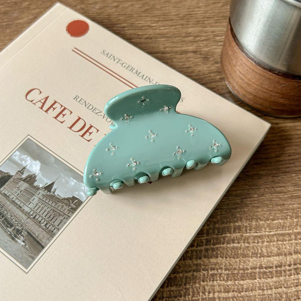 Поделитесь красотой ~ Заколка для волос из ацетата цвета конфет с бриллиантовыми гвоздиками, свежий дизайн в виде акулы, элегантный и компактный аксессуар для волос