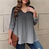 Women's Plus Size Fashion Printed Casual Pleated Round Neck Long Sleeve Top