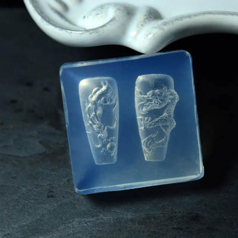 Силиконовые формы для дизайна ногтей, инструменты для самостоятельного изготовления ногтей, формы для резьбы по ногтям в виде дракона/змеи, силиконовый материал для украшения ногтей