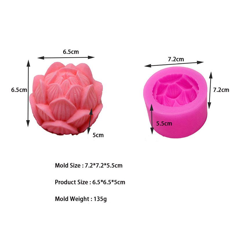 Aromatherapy Candle Silicone Mold 3D Lotus Flower Shape Soap Silicone Mould Diy