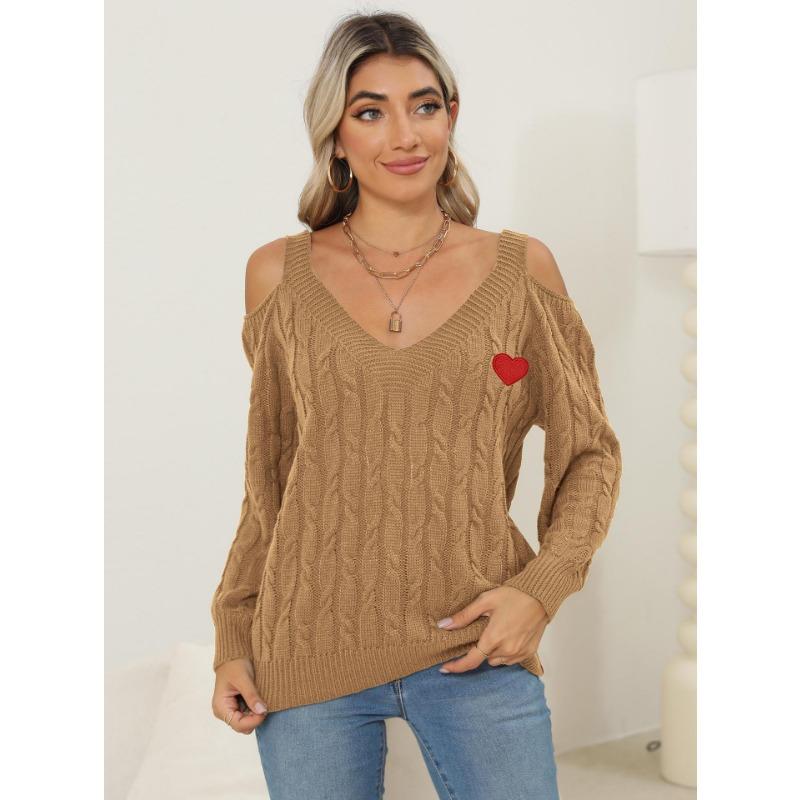 Женский осенне-зимний глубокий V-образный сексуальный свободный свитер без бретелек