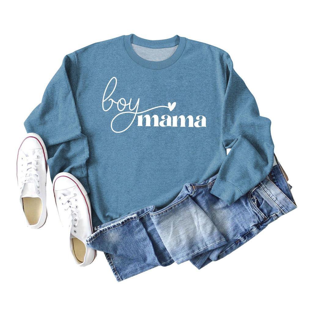 Женский осенне-зимний свитшот с длинным рукавом и принтом 'Boy Mama'