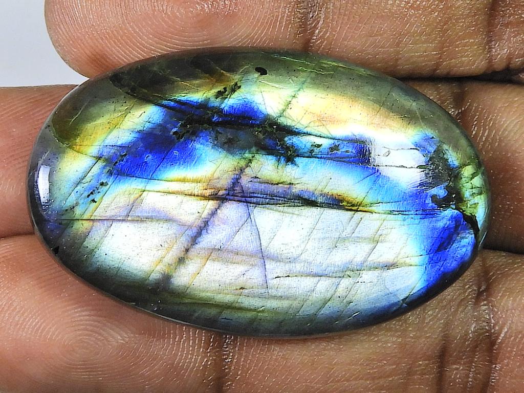 23Cts. Натуральный лабрадорит Multi Fire Oval Cabochon Loose Jewel Stone 27X45X7MM SK-1174