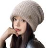 Autumn and Winter Korean Style Large Head Circumference Loose Knitted Pile Hat Showing Face Small Warm and Thickened Ear Protection Hat
