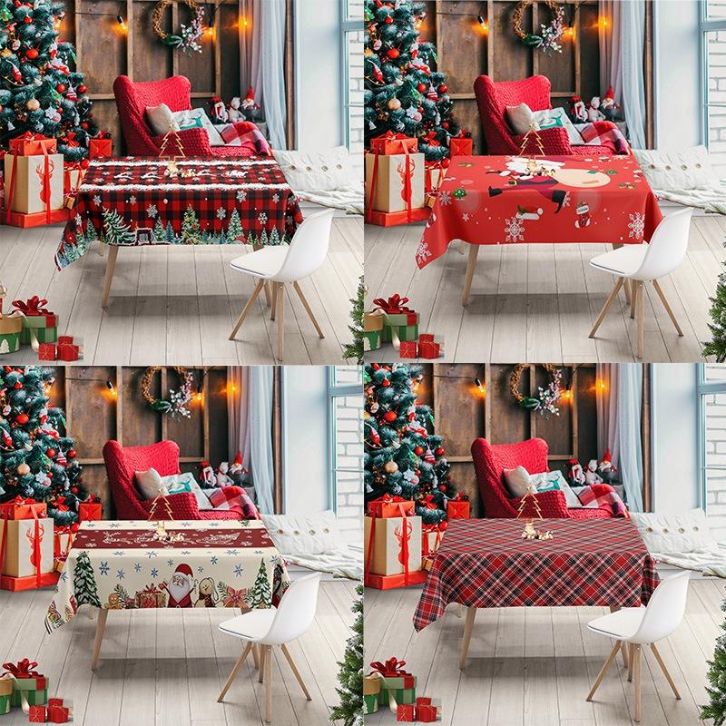 Рождественская скатерть Красный Новогодний стол Рождественский стиль Обеденный стол Свет Роскошный высококачественный прямоугольный журнальный столик Ткань Новогодняя скатерть