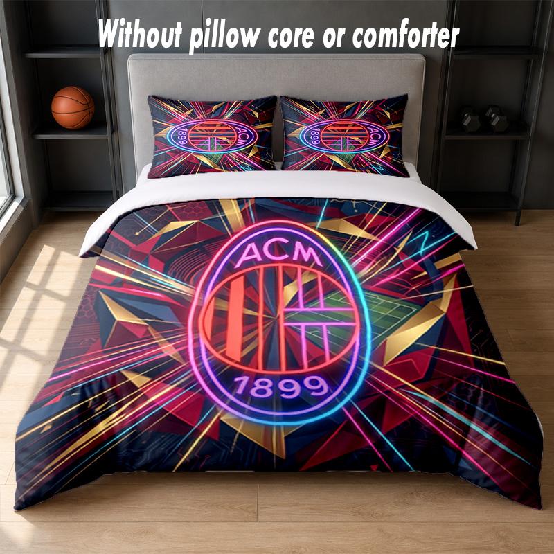 AC Milan Design Bed Bedding Set 1 Duvet Cover + 2 Pillowcases Soft Breathable Household Bed Linens