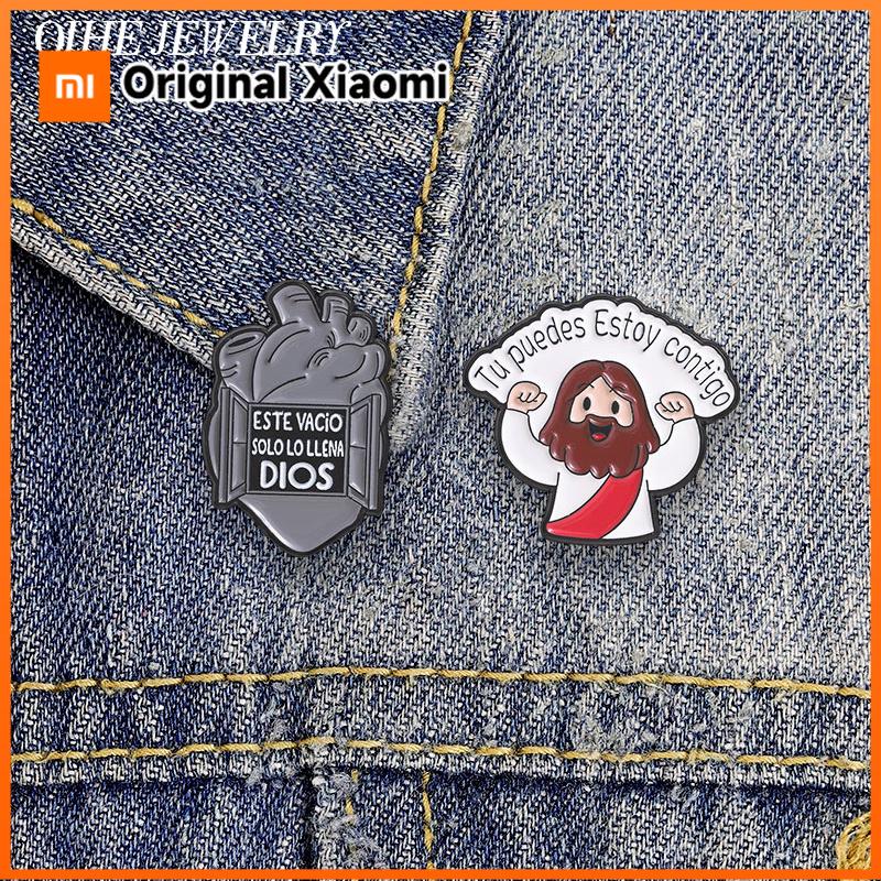 Xiaomi Spanish Jesus Faith Enamel Pin Cartoon Jesus Tu Puedes Estoy Contigo Badge Este Vacío Solo Lo Llena Dios Heart Window Brooches