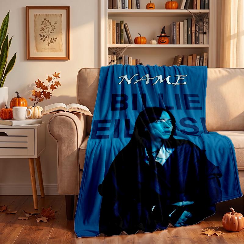 Billie eilish Custom Flannel Blankets Soft Warm Cozy Throws for Home Decor Holiday Gifts