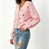 Women's Heart Jacquard Knit Cardigan - European, American & Korean Fashion V-neck Color Block Sweater Coat for Autumn/Winter