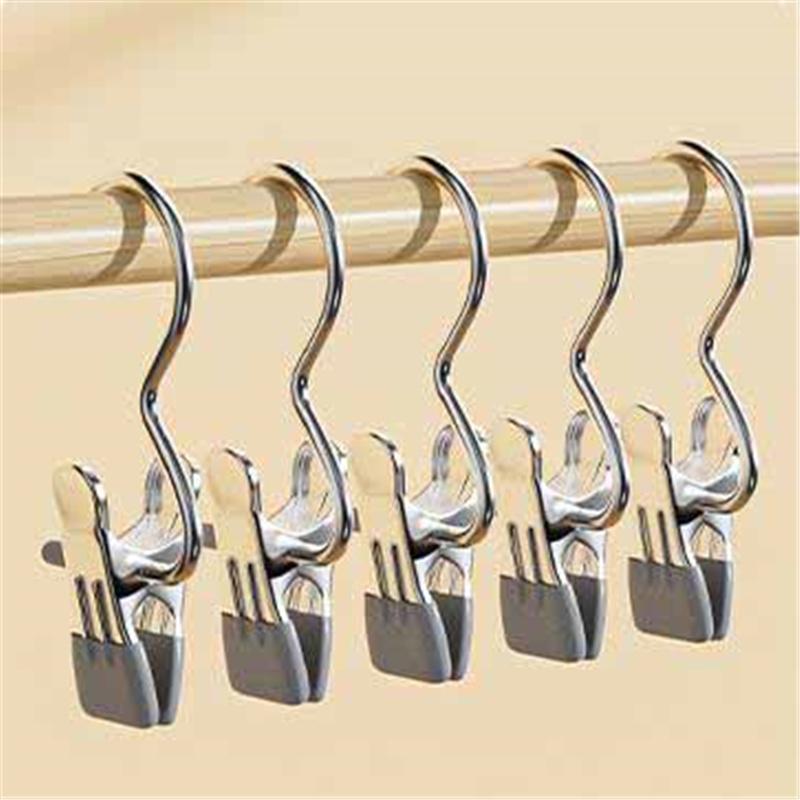 30pcs Stainless Steel Clothespins with Hooks Pants Rack Portable Hanging Closet Clothes Hanger Laundry Travel Home Supplies