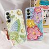 Fashion Flower Phone Case For iPhone 15 Samsung S25 Ultra A55 S24 FE A16 Xiaomi Redmi Note14 13 Pro 14C Huawei Honor 200 Realme Shockproof Matte Cover