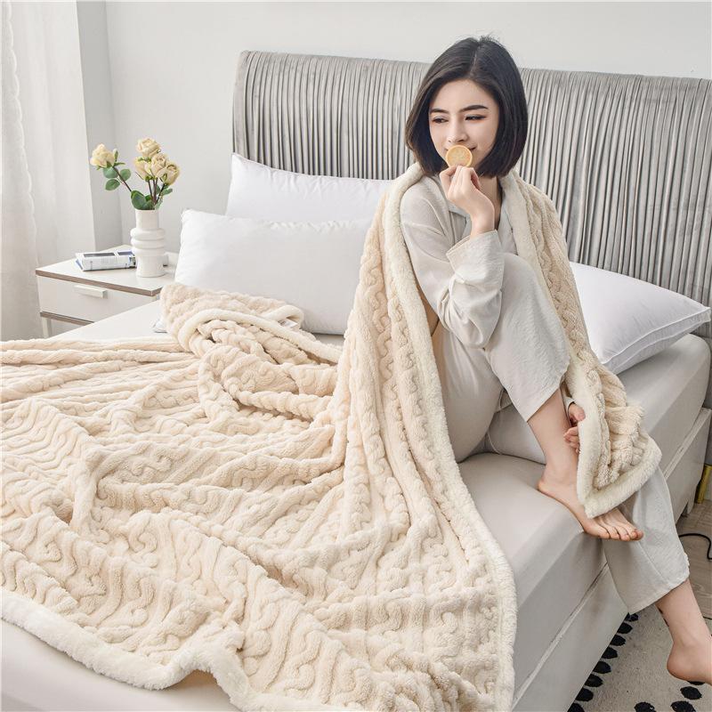 Толстое фланелевое одеяло, чехол для дивана, офисное одеяло для сна, зимняя двухсторонняя бархатная кровать