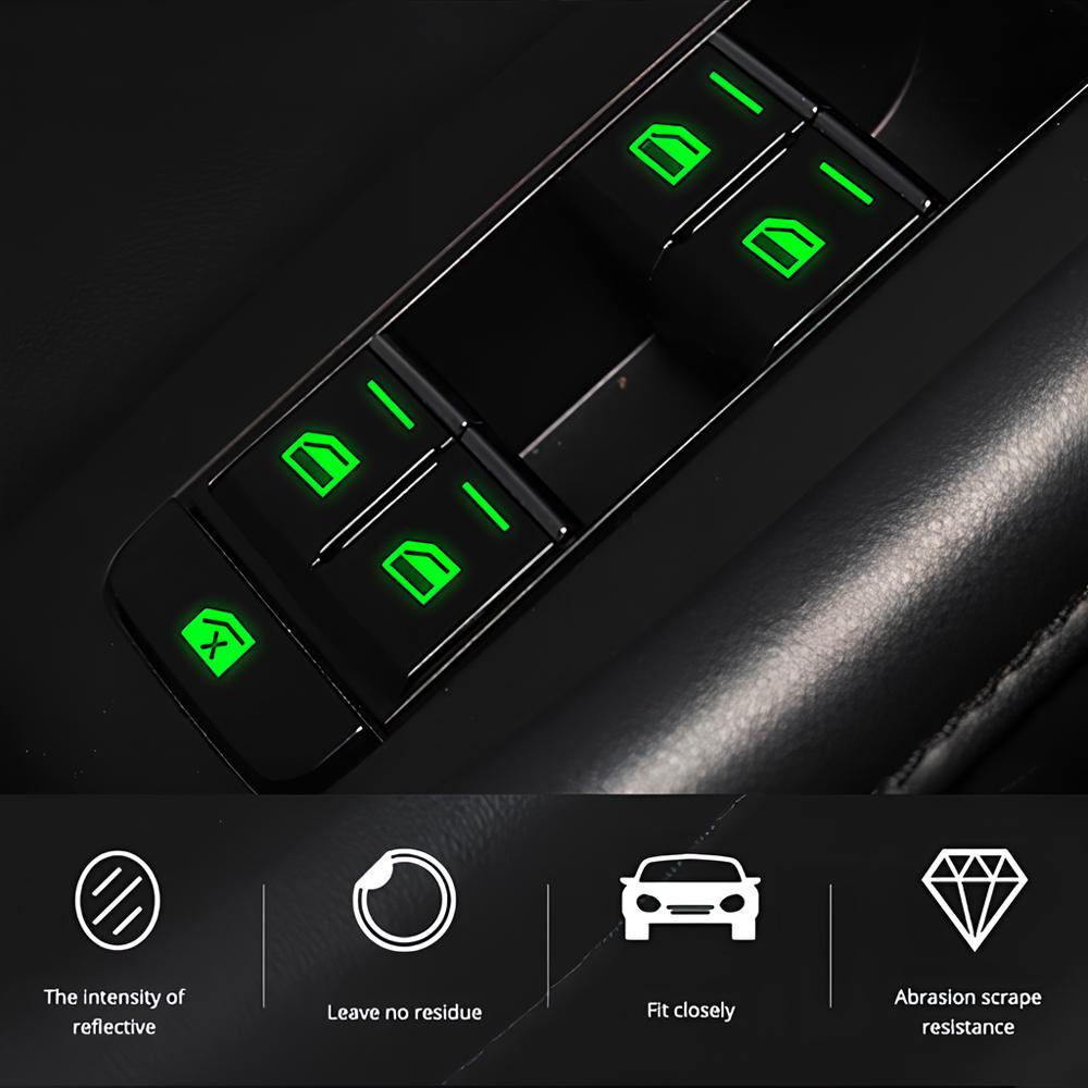 1/2 шт., автомобильный стайлинг, светящиеся наклейки на переключатель окна, ночная светящаяся кнопка, автонаклейки, универсальные, зеленые, оранжевые, синие