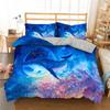 Dolphin Duvet Cover Set 3D Fish In Blue Sea Cute Animals Queen King Twin Full Size Bedding Set For Kids Boy Girl Comforter Cover