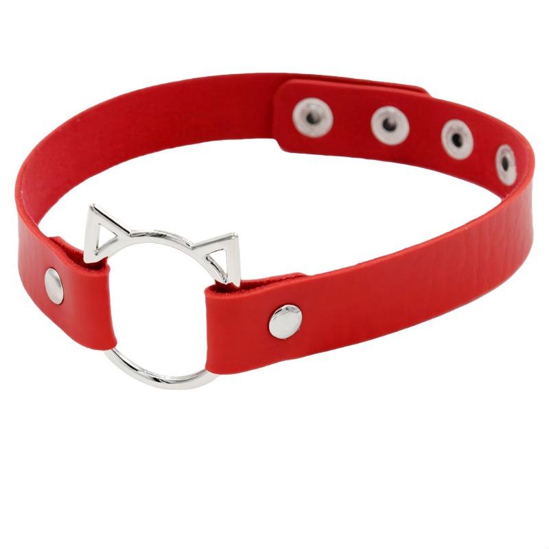 Eco-friendly PU Leather Japanese and Korean Harajuku Punk Soft Girl Cat Head Women's Collar Neck Strap Collarbone Chain Necklace