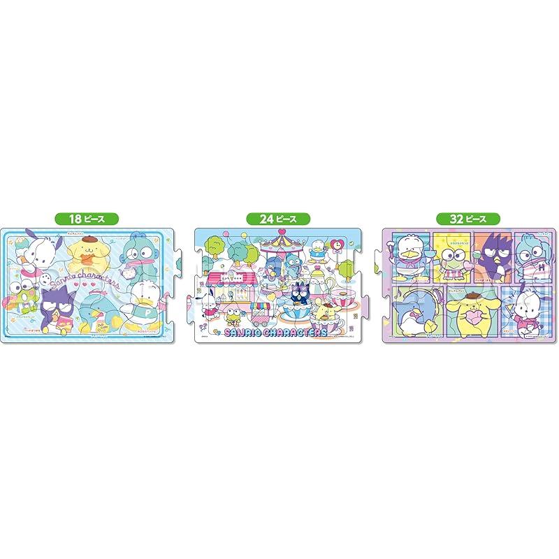 EPOCH Панорама Шаг Аполлона 24-214 Sanrio Boys 18/24/32 Детали, Шаг за Шагом с 3 Пазлами, Детский Пазл с Основой, Возраст 5+, Сертифицирован Знаком ST