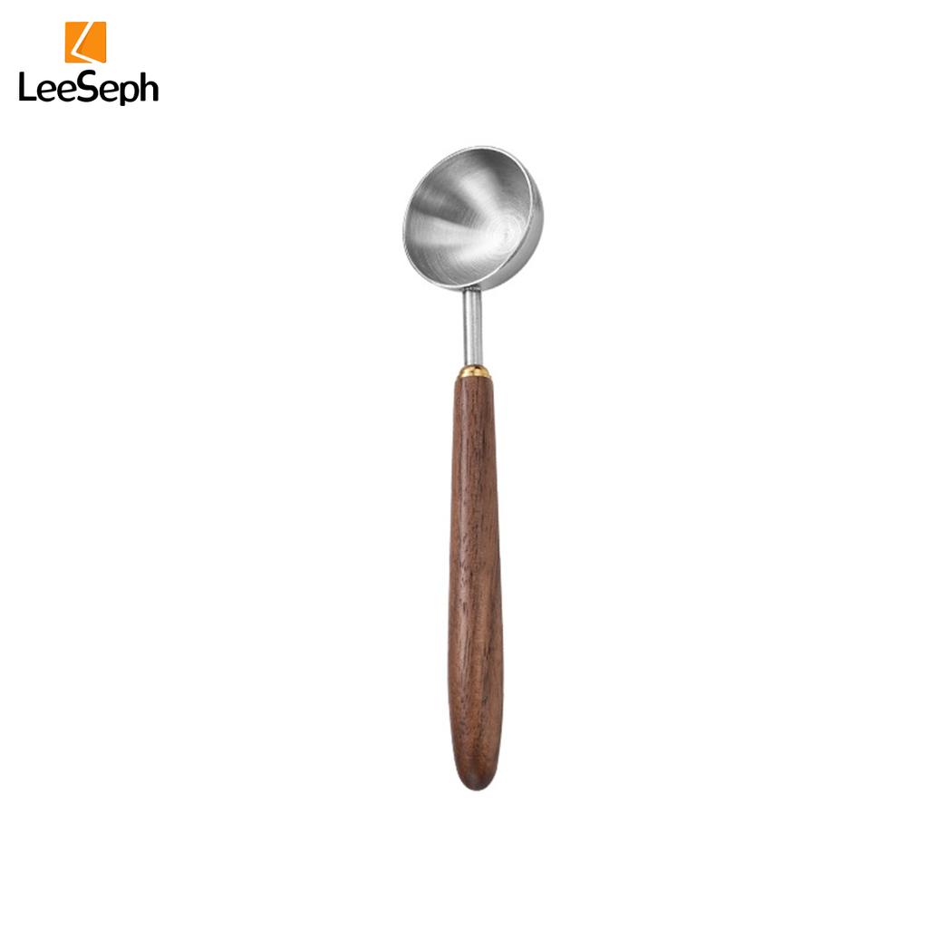 Кофейная ложка Leeseph из нержавеющей стали с ручкой из орехового дерева, для кофейной гущи, листового чая, сахара, специй, кухонных принадлежностей