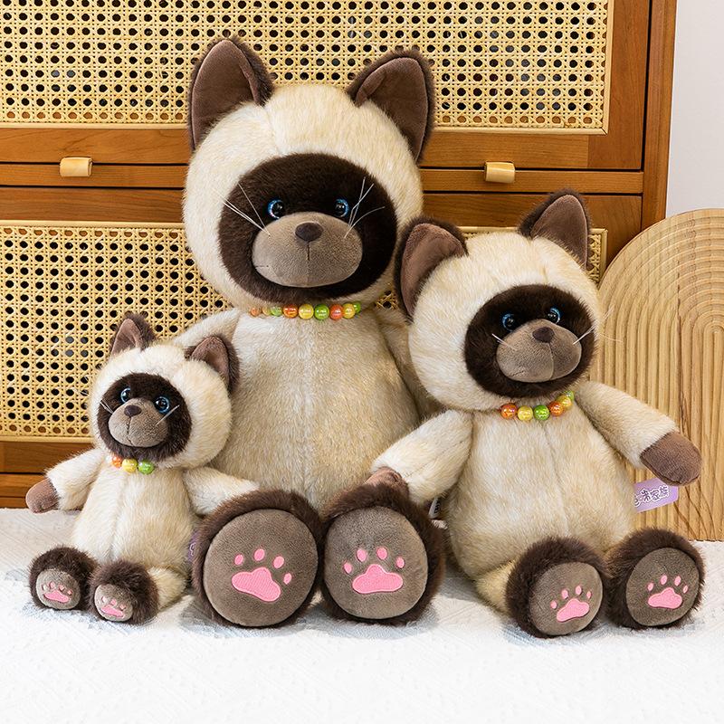 Новая плюшевая игрушка сиамский кот милый милый кот комнатное украшение кукла детский компаньон тряпичная кукла