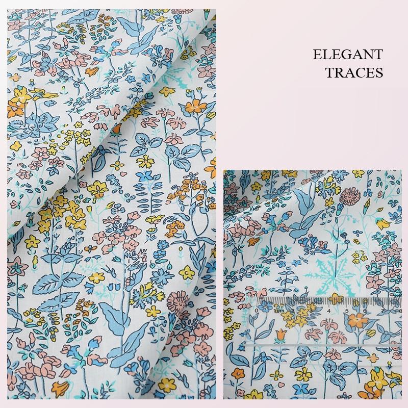 Ткань с цветочным принтом Высококачественная хлопковая ткань Дышащая Мягкая для одежды Шитья Платья Постельное белье Простыни Шторы Материал