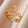 Heart Shaped Ring for Ladies, Open Gold Ring for Couples' Wedding Jewelry.