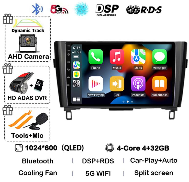 Android 14 Carplay Auto Для Nissan X-Trail xtrail X - Trail 3 T32 Qashqai J11 2013-2022 Автомагнитола Мультимедийный плеер GPS Стерео