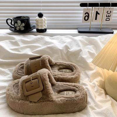 Маффин толстоподошвенные корейская версия пушистые тапочки для женской осени и зимы новые универсальные верхняя одежда повседневные плюшевые офисные хлопковые тапочки