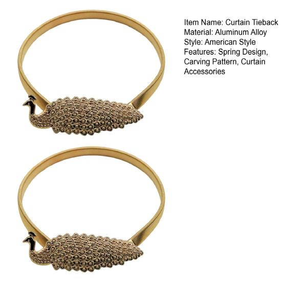 1 пара пружинных подхватов для штор, металлические резные лоси, павлин, листья, перья, декоративные драпировки, держатели для оконных штор, подхваты, аксессуары для штор