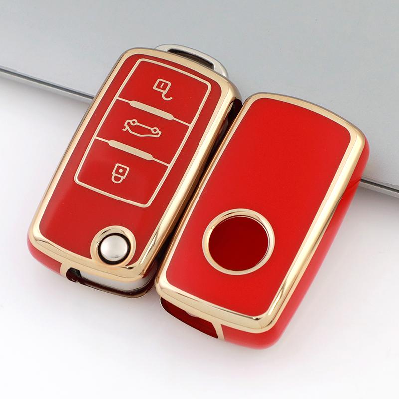 Чехол-футляр из ТПУ для брелока автомобильного ключа для Volkswagen VW Tiguan Beetle Caddy T5 Up Eos Skoda Octavia Seat Leon Altea Polo Golf Passat
