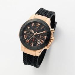 Salvatore Marra Men's Chronograph Rubber Strap Rose Gold/Black SM23106-PGBK Wrist Watch
