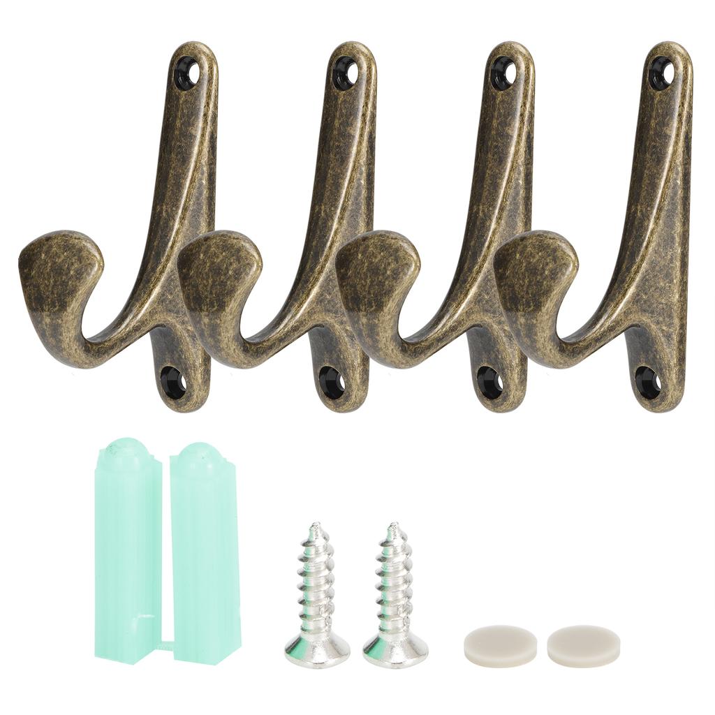 4 Sets Clothes Hook Zinc Alloy WallMounted Towel Hat Coat Hanger Home Organizer(SPN0001 Black Brown Bronze )