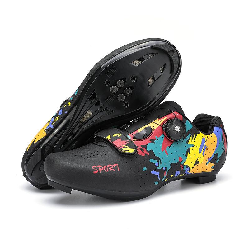 Велосипедные туфли с открытым верхом для горного велосипеда, обувь с замком для шоссейного велосипеда, граффити, обувь для спиннинга с жесткой подошвой