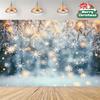 2D Flat 1 Winter Snowflake and Pine Forest Polyester Background Fabric - Branches and Falling Snowflakes - Christmas Decoration