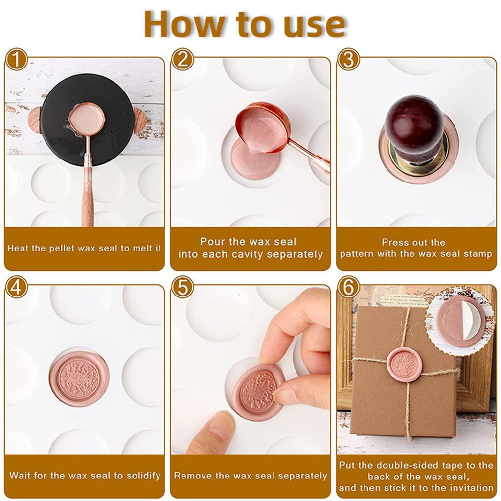 6-in-1 Wax Seal Stamp Silicone Mold for Making Wax Stamp Silicone Wax Seal Mat Non-stick Easy To Demold