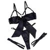 Ruffle Underwear Three Piece Set Hollow Out Women Lingerie Set Pajamas Satin Silk Bra Suit  Gifts