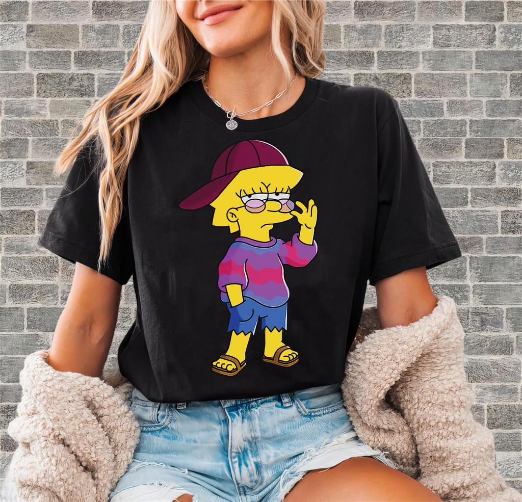 Womens Isa Simpson Cute Pose The Simpsons T Shirt Cotton Short Sleeve Unisex Streetwear Oversized Loose Casual