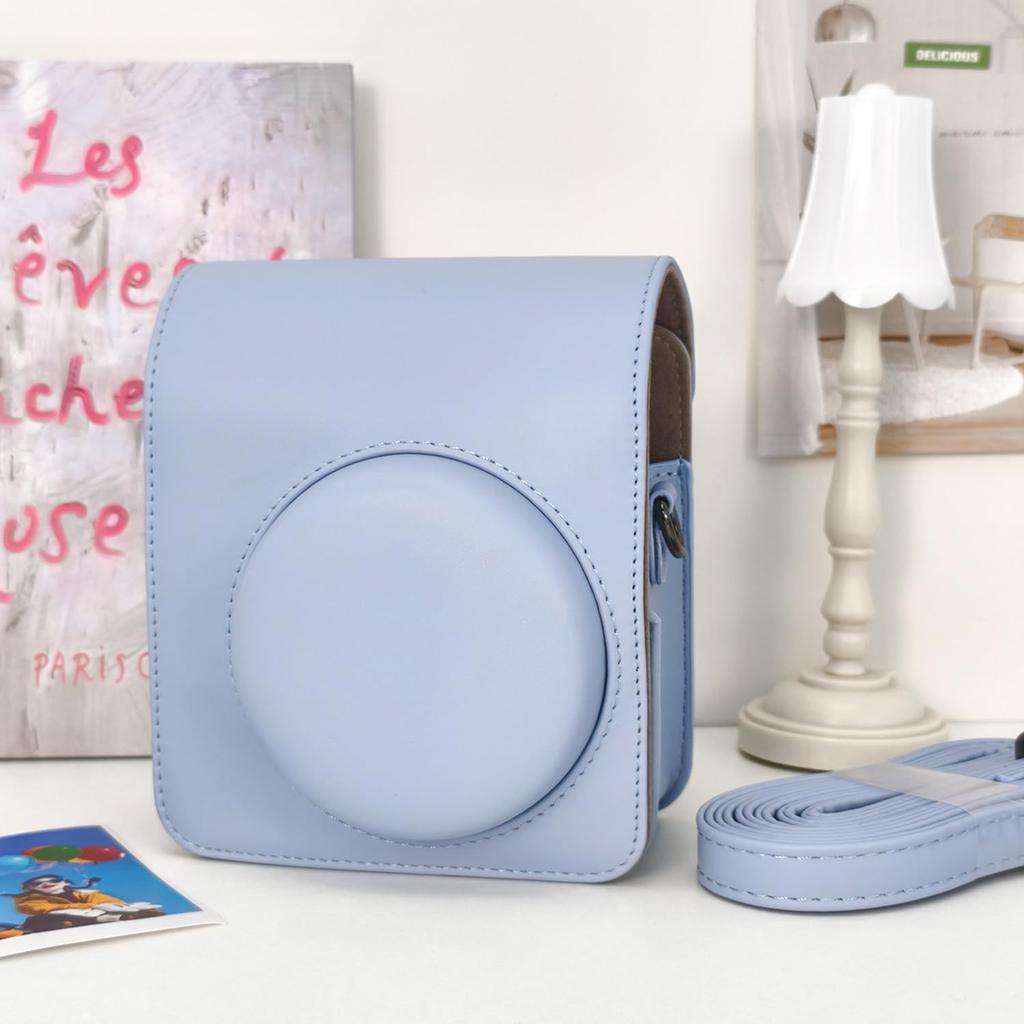 Чехол-кейс WDMART для Fujifilm Instax Mini, противоударный защитный чехол с регулируемым и съемным металлическим ремешком на плечо, тонкий, однотонный, для повседневного использования