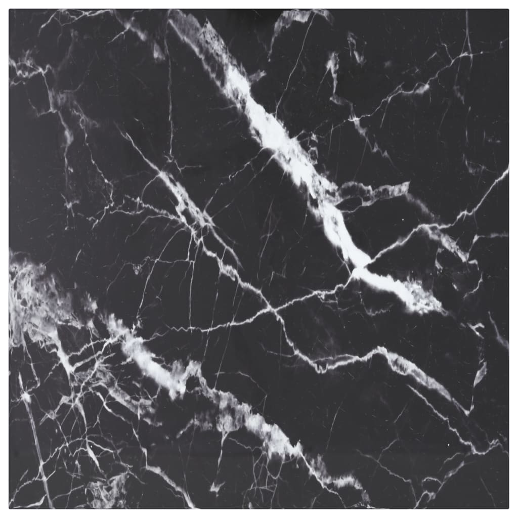 Black Table Top 80 x 80 cm 6 mm Tempered Glass with Marble Effect